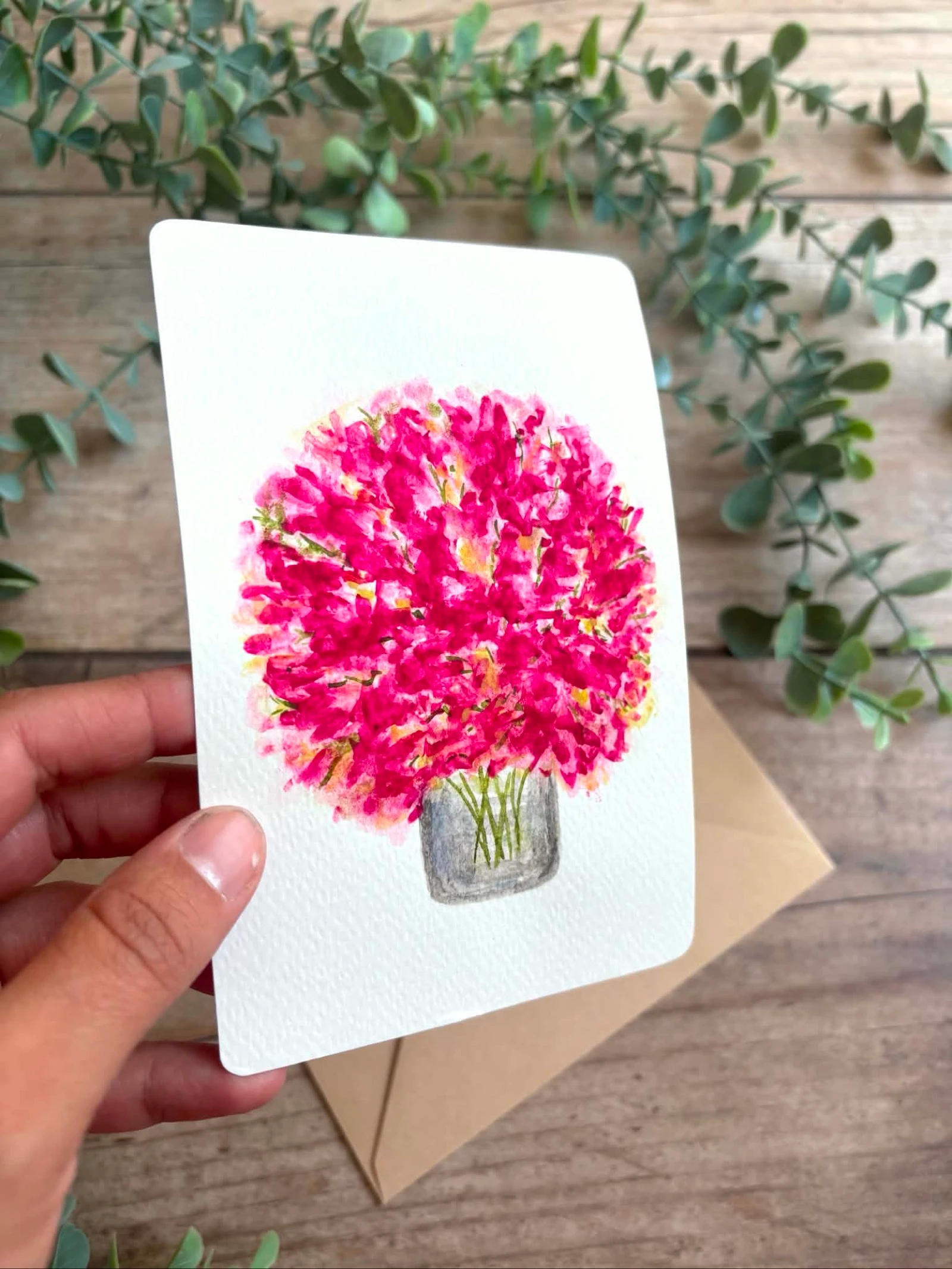 Carta de pintura aquarela buquê de flores rosa – photo 2
